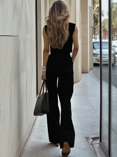 Light Blue Double Patch Pocket Sleeveless Suit