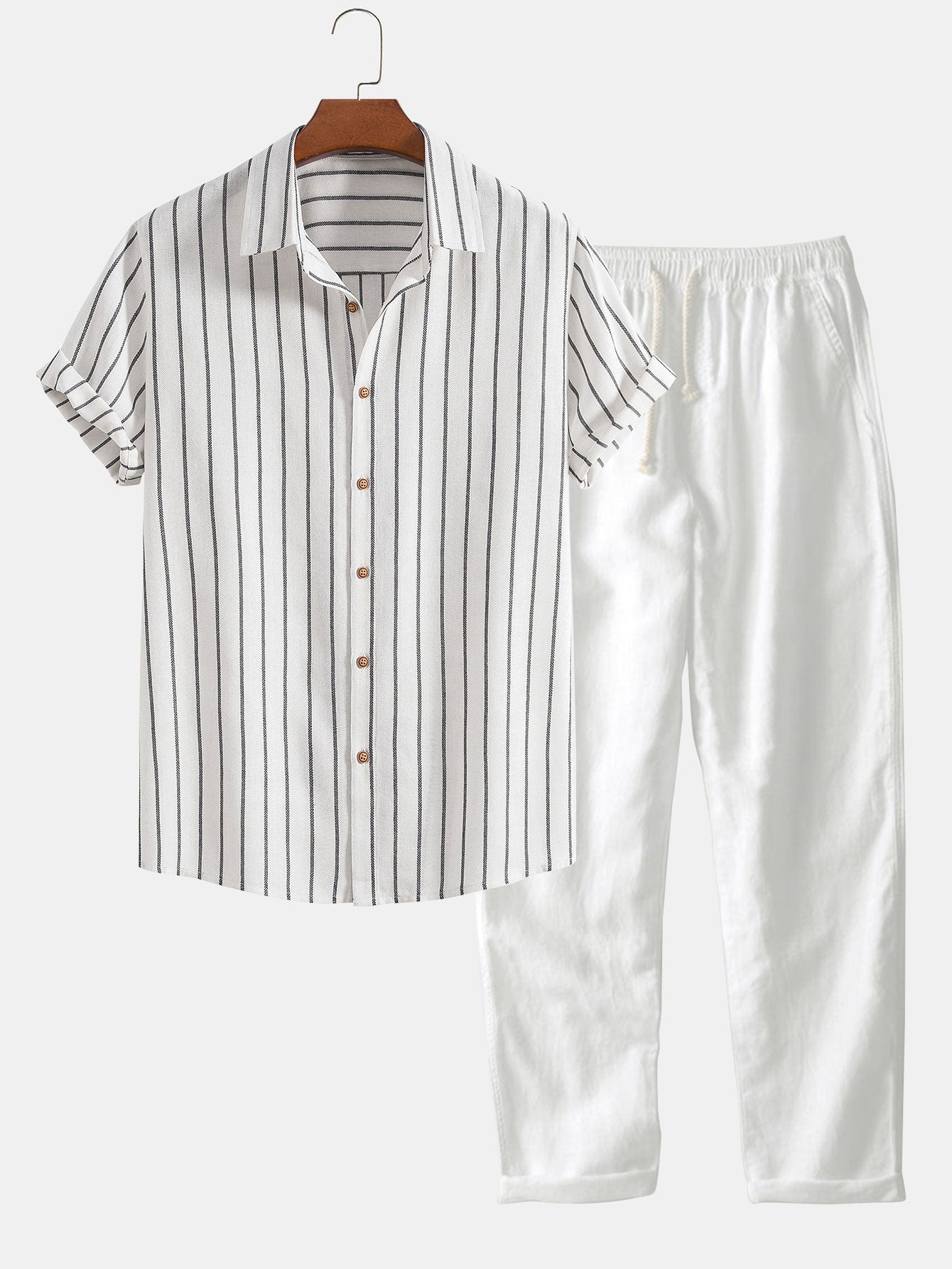 Striped Shirt & Relaxed Trousers Set