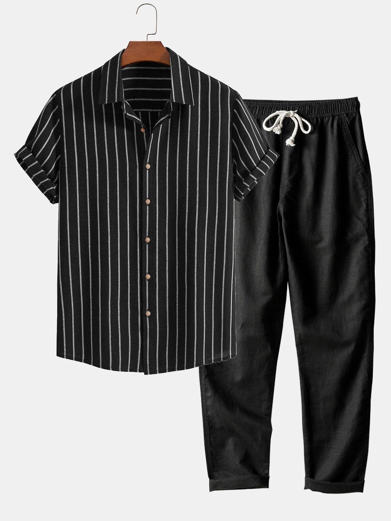 Striped Shirt & Relaxed Trousers Set