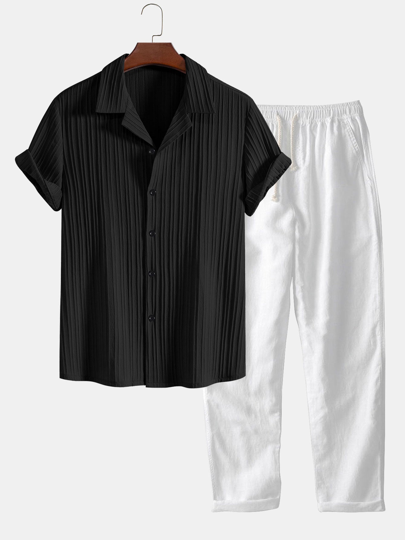 Pleated Shirt & Relaxed Drawstring Trouser Set