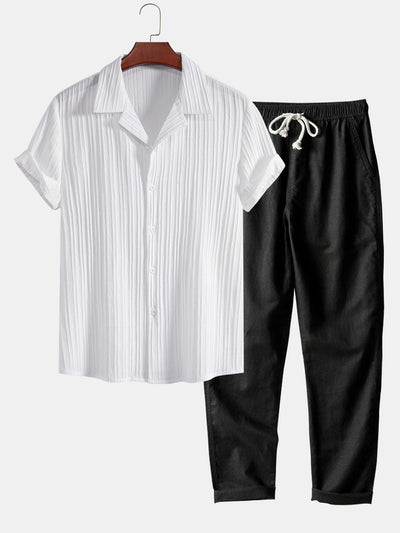 Pleated Shirt & Relaxed Drawstring Trouser Set