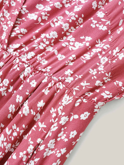 Bloom Dress - Flutter Sleeve Ditsy Floral Pocket Split Maxi Dress