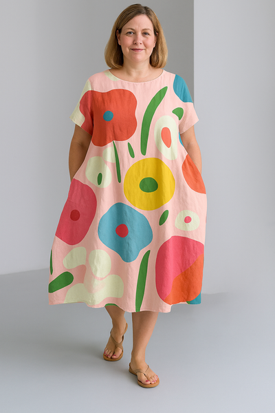 Vibrant Tummy Covering Dress | PEONY