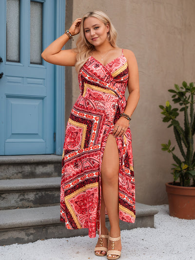 Plain Patchwork Flamingo Sleeveless Plus Size Dress