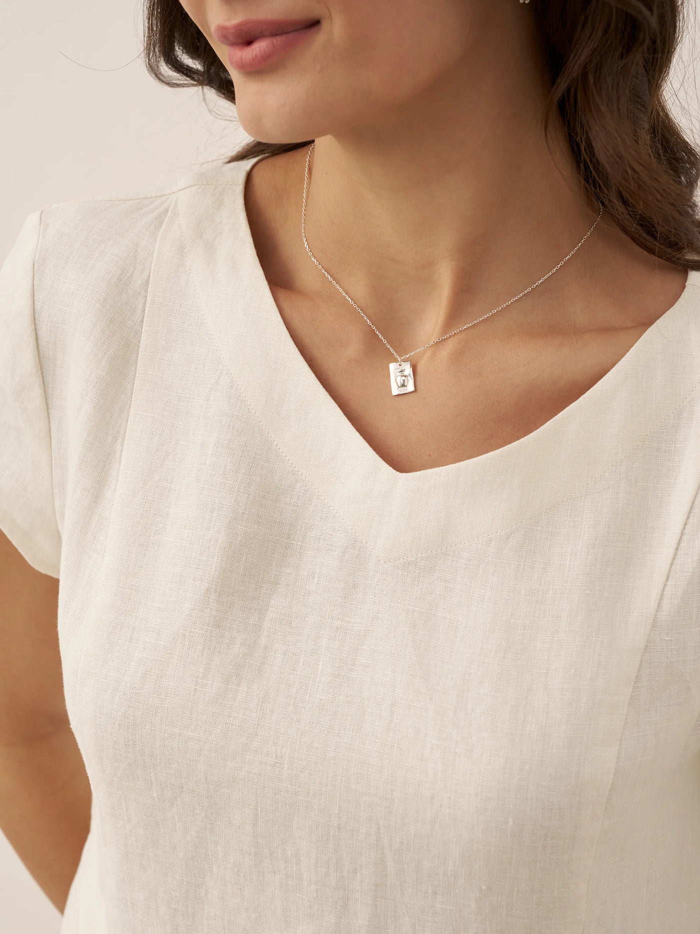 100% Linen Natural Summer V-Neck Dress ALEXA