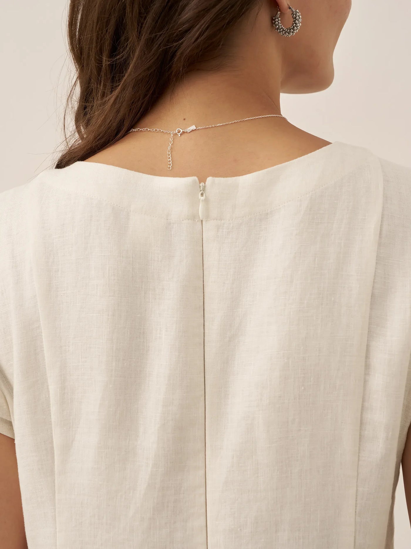 100% Linen Natural Summer V-Neck Dress ALEXA