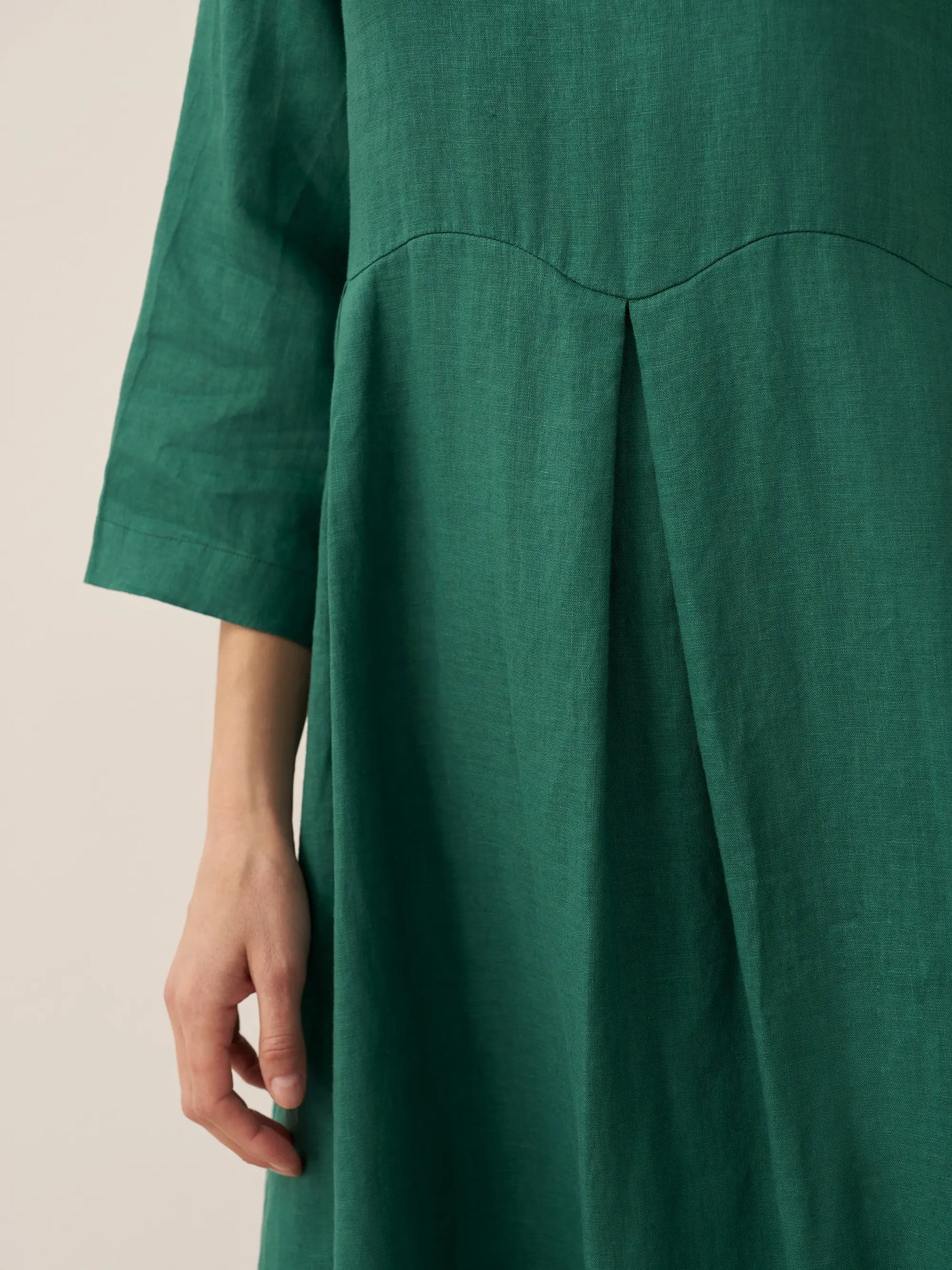 100% Linen Bateau Neck Pleated Maxi Dress ABIGAIL