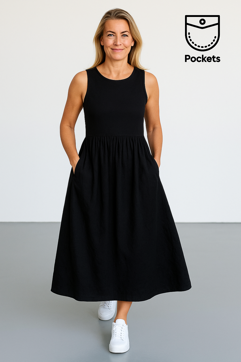 Leisure Crew Neck Long Dress