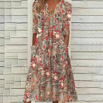 ELEGANT SUMMER DRESS WITH BELLY COVERAGE