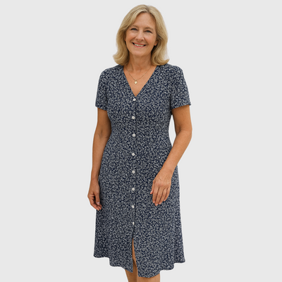 Cavell™ – V-Neck Knot Dress with Comfortable Stretch