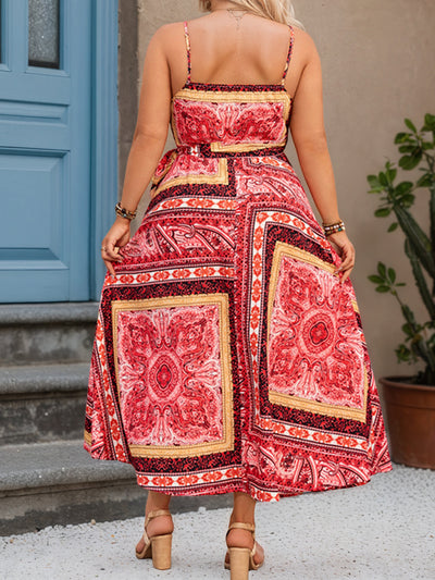 Plain Patchwork Flamingo Sleeveless Plus Size Dress