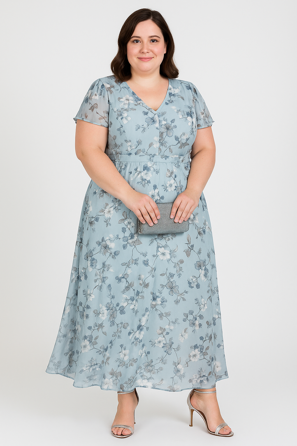 Floral V-neck Tummy Covering Dress | AZALEA