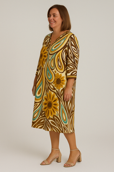 Flowered Tummy Covering Dress | SUNFLOWER