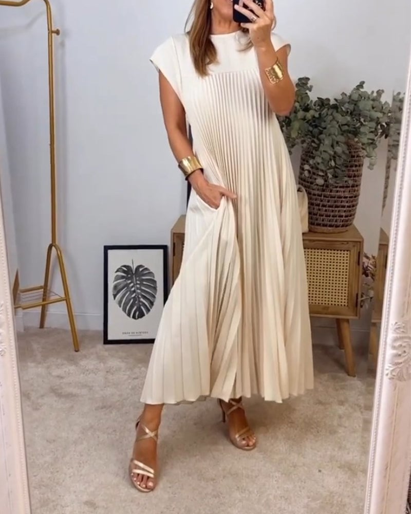 Sophia - Elegant Spliced Pleated Maxi Dress