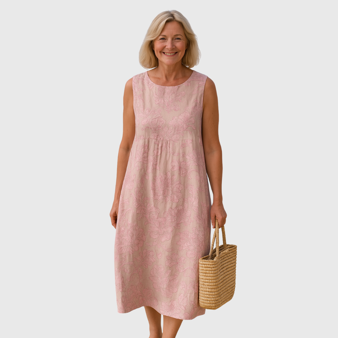 Cavell™ – Relaxed Fit Summer Dress in Soft Pink Floral Print