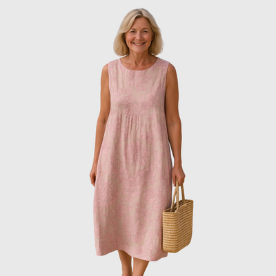 Cavell™ – Relaxed Fit Summer Dress in Soft Pink Floral Print