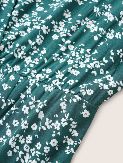 Bloom Dress - Flutter Sleeve Ditsy Floral Pocket Split Maxi Dress