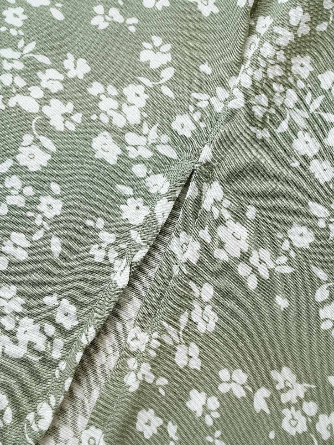 Bloom Dress - Flutter Sleeve Ditsy Floral Pocket Split Maxi Dress