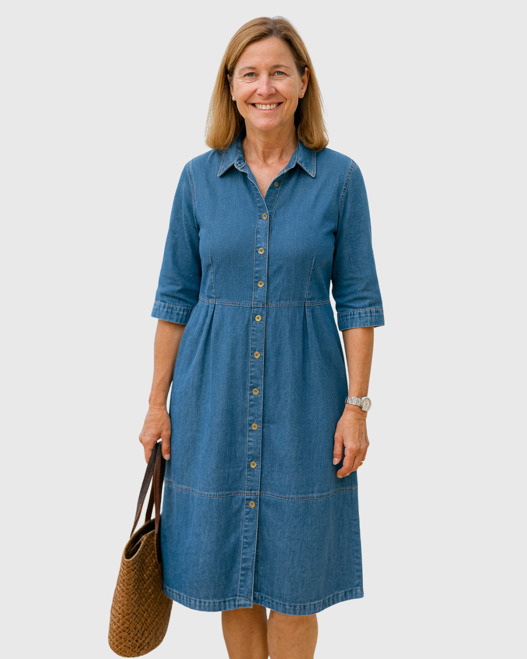 Cavell™ – Button-Up Denim Dress for Effortless Elegance