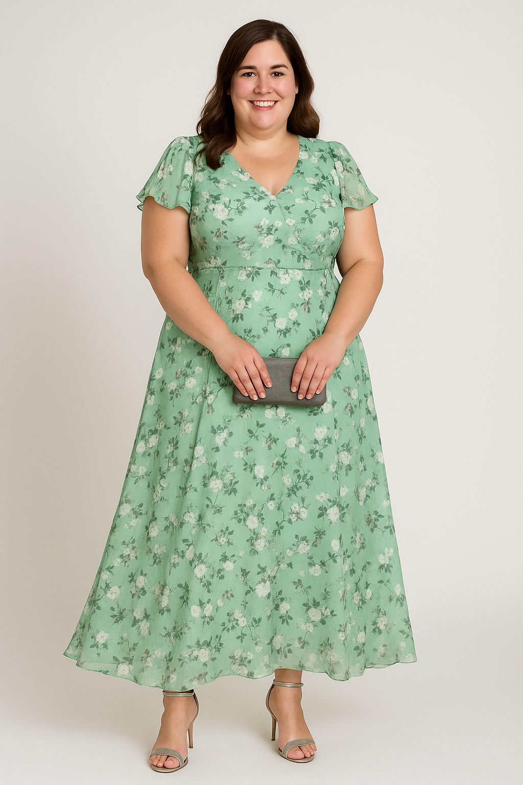 Floral V-neck Tummy Covering Dress | AZALEA