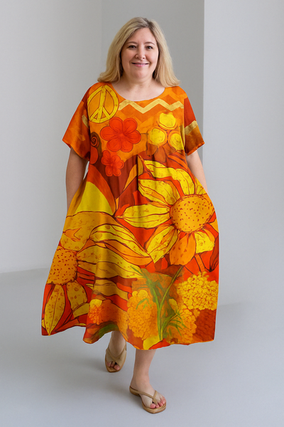 Vibrant Tummy Covering Dress | PEONY