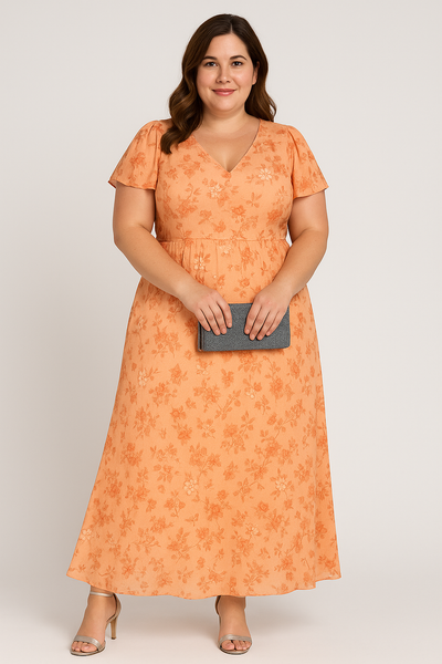 Floral V-neck Tummy Covering Dress | AZALEA