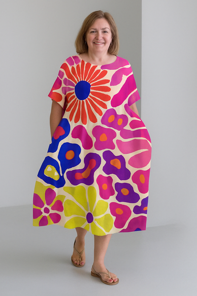 Vibrant Tummy Covering Dress | PEONY