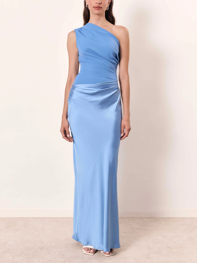 Elegant One Shoulder Pleated Maxi Party Dress