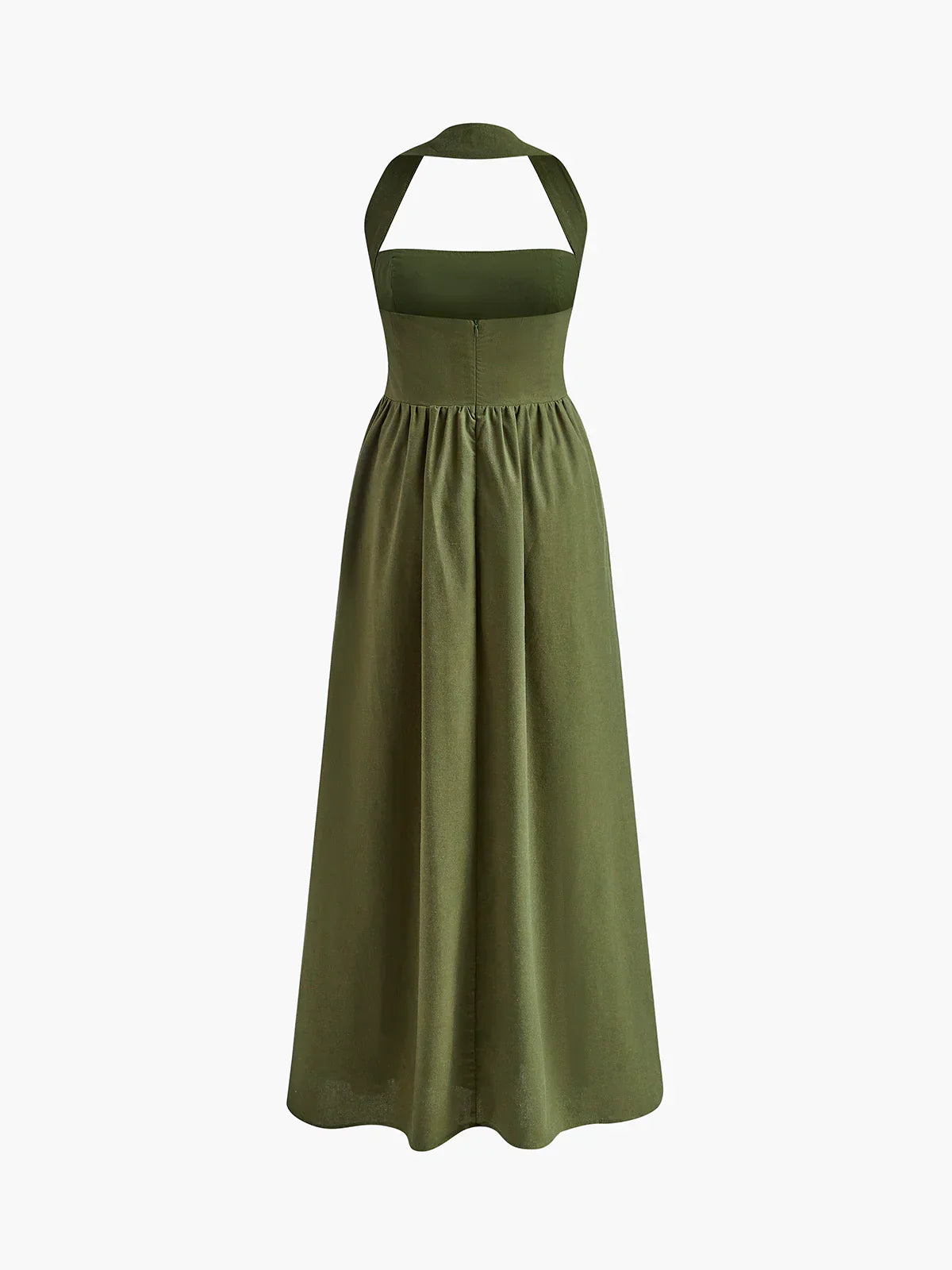 Simple and Chic Cotton & Linen Halter A Line Long Dress
