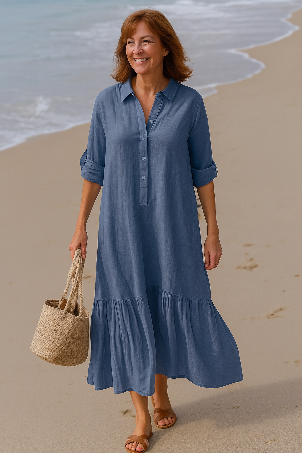 Cavell™ – Collared Dress with Flowing Hem