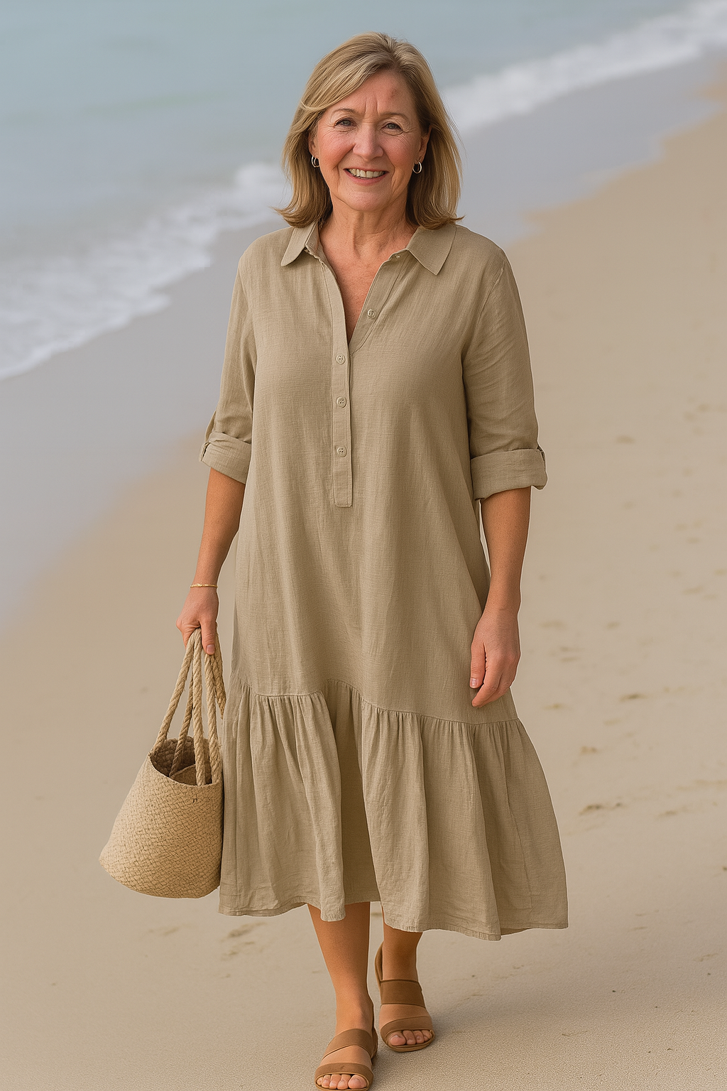 Cavell™ – Collared Dress with Flowing Hem