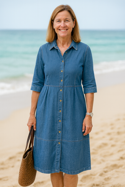 Cavell™ – Button-Up Denim Dress for Effortless Elegance