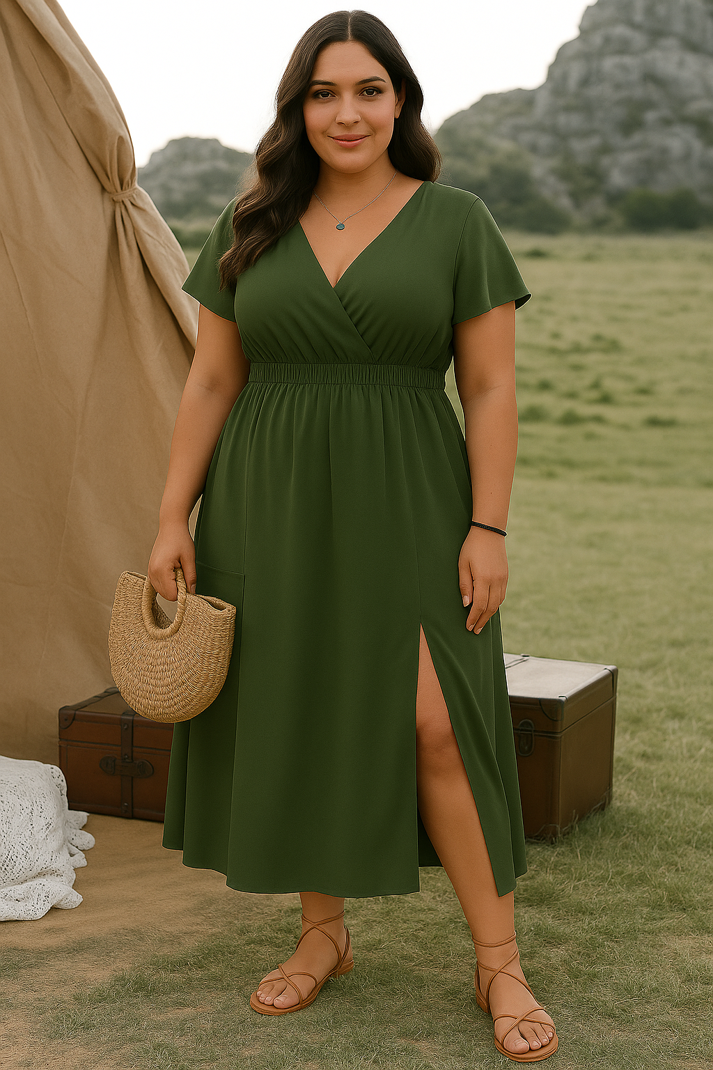 V-Neck Tummy Covering Dress | PARIS