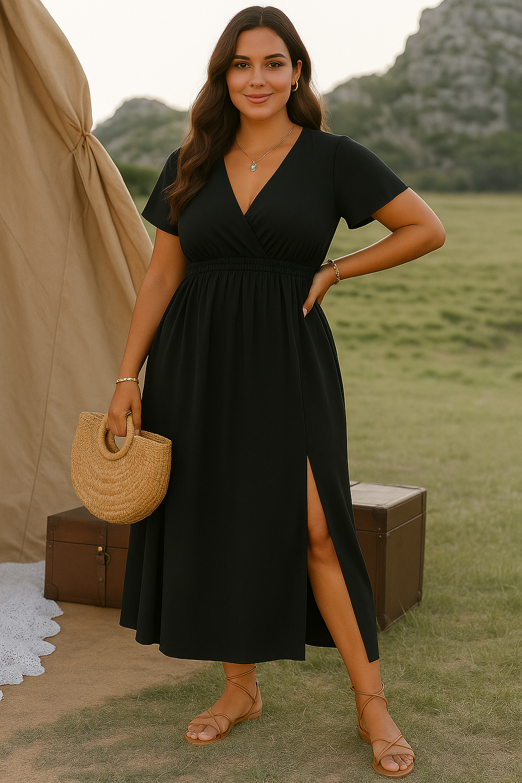 V-Neck Tummy Covering Dress | PARIS