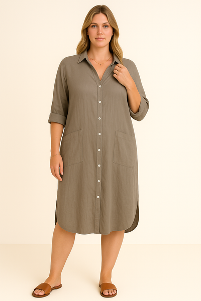 Cotton Tummy Covering Shirt Dress | BARCELONA