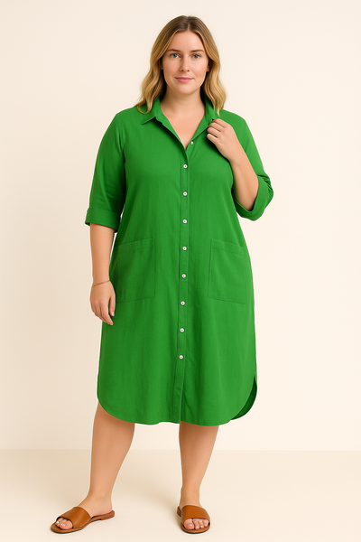 Cotton Tummy Covering Shirt Dress | BARCELONA
