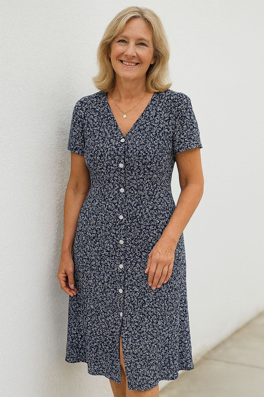 Cavell™ – V-Neck Knot Dress with Comfortable Stretch