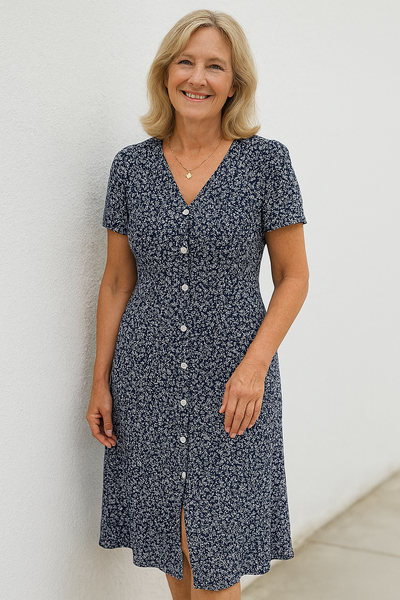 Cavell™ – V-Neck Knot Dress with Comfortable Stretch