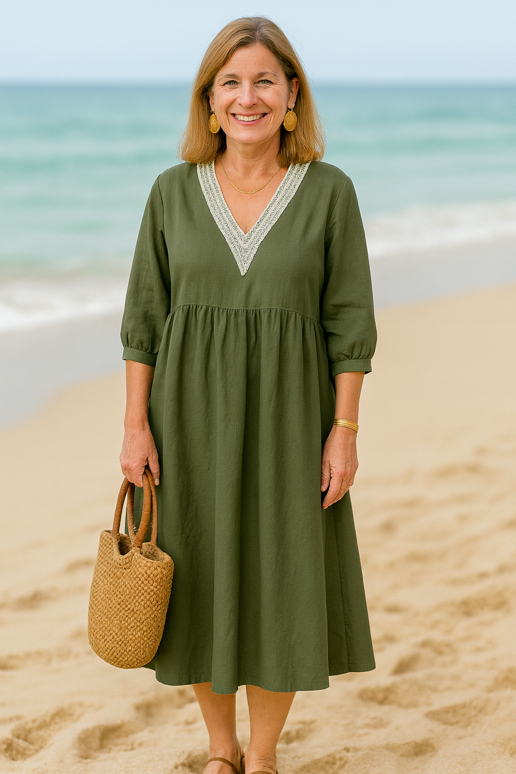 Cavell™ – Stylish V-Neck Summer Dress with Relaxed Fit