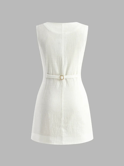 Casual Cotton Button-Front Short Dress