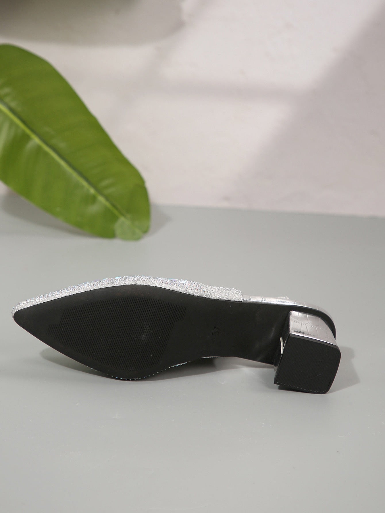 Rhinestone High Heel Chunky Heel Sandals