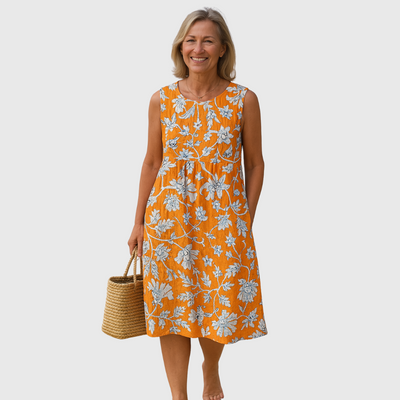 Cavell™ Tropical Floral Print Summer Dress with Relaxed Fit