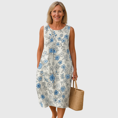 Cavell™ – Breezy Floral Print Summer Dress with Relaxed Fit