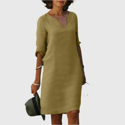 Metis - Mini dress with V neckline and 3/4 sleeves