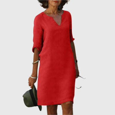 Metis - Mini dress with V neckline and 3/4 sleeves