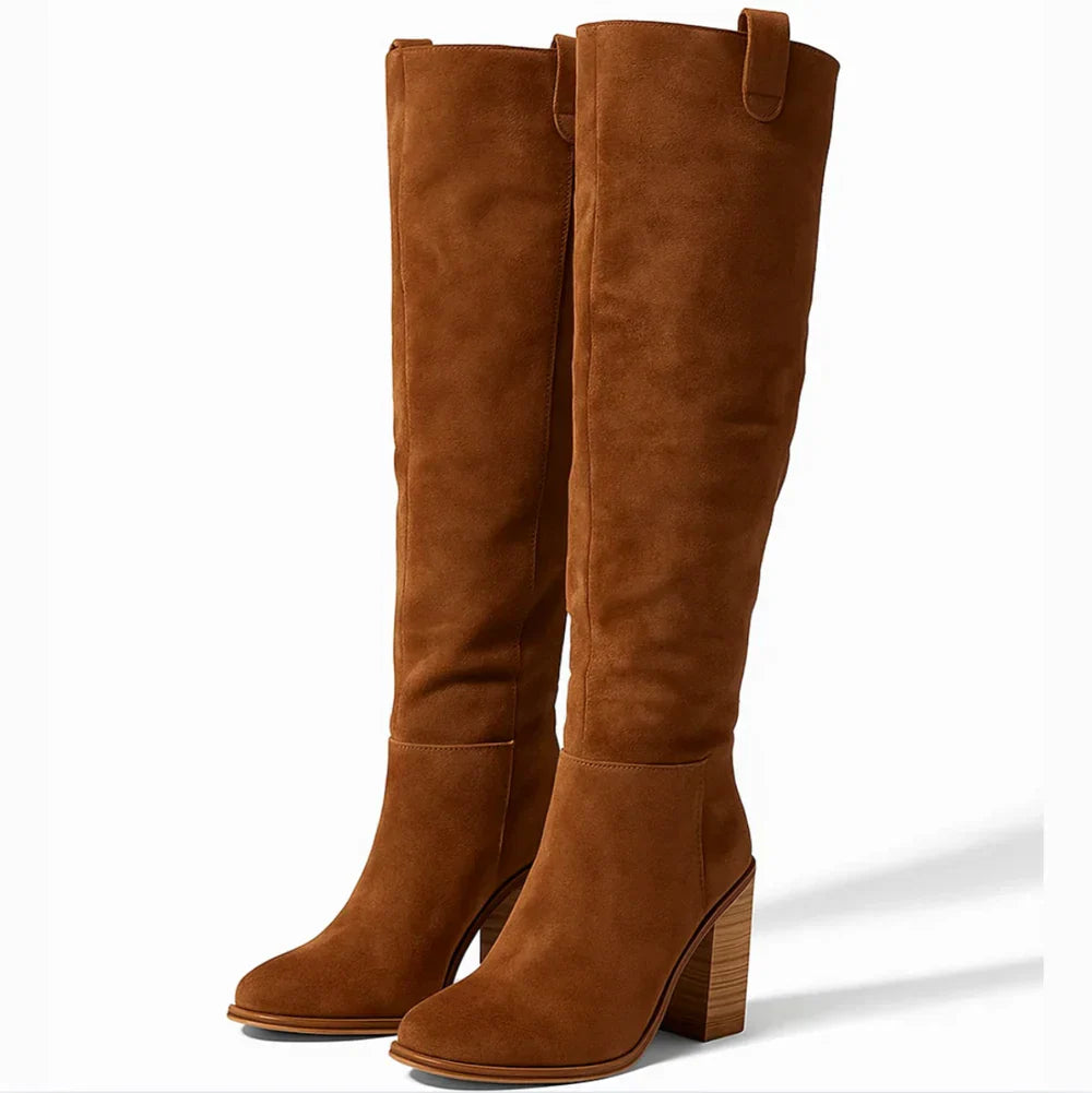 SUEVIA™ | SUEDE BLOCK HEEL BOOTS