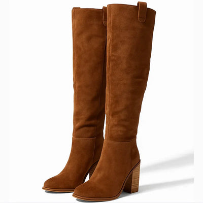 SUEVIA™ | SUEDE BLOCK HEEL BOOTS