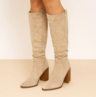 SUEVIA™ | SUEDE BLOCK HEEL BOOTS