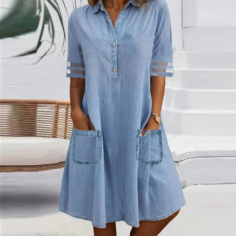 Calliope - Denim Mini Dress with Side Pockets