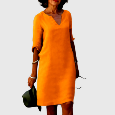 Metis - Mini dress with V neckline and 3/4 sleeves